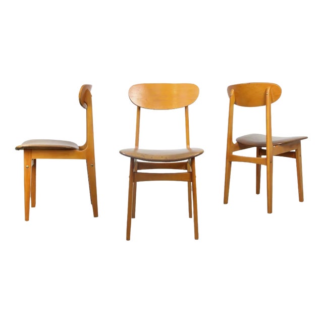 Vintage Italian Leatherette Dining Chairs, Set of 3 For Sale