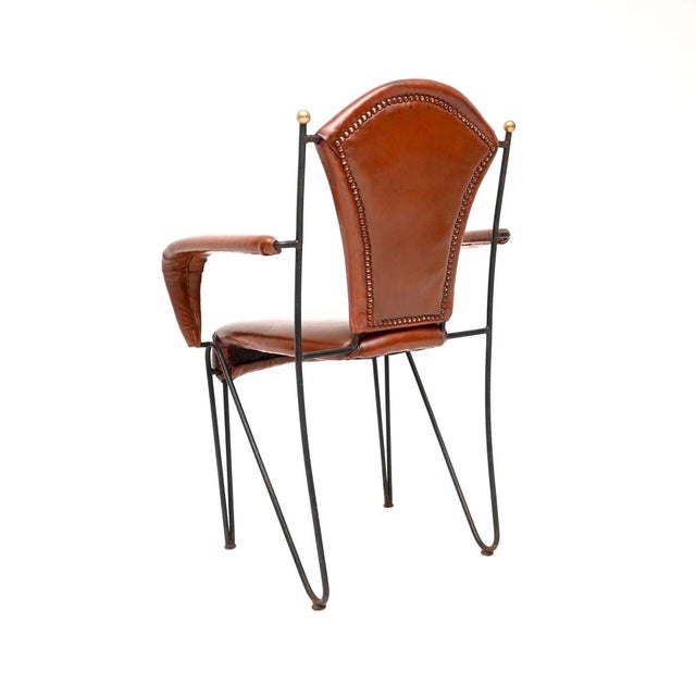 Vintage Leather and Steel Dining Chairs attributed to Frederic Weinberg, 1960, Set of 8 For Sale - Image 11 of 16