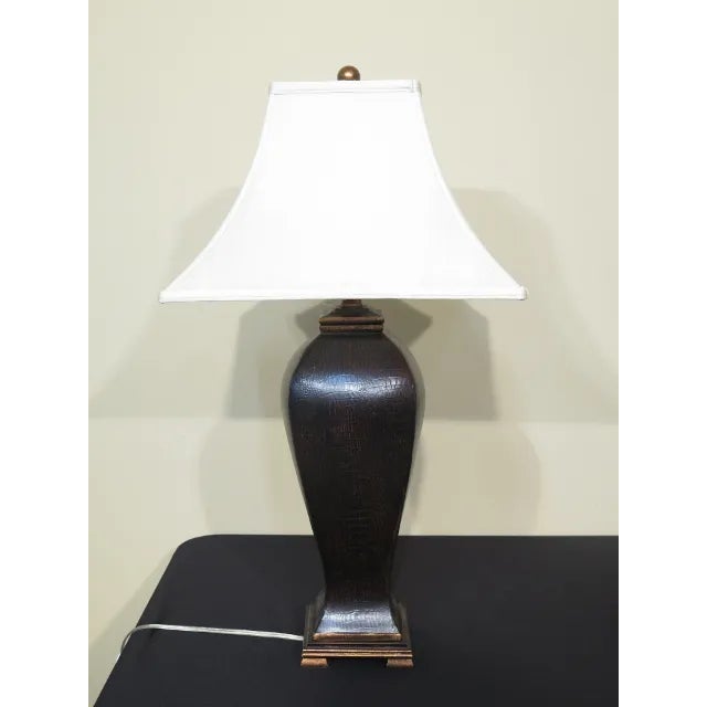 1990s 1990s Raschella Leather Textured Lamp With Shade For Sale - Image 5 of 5