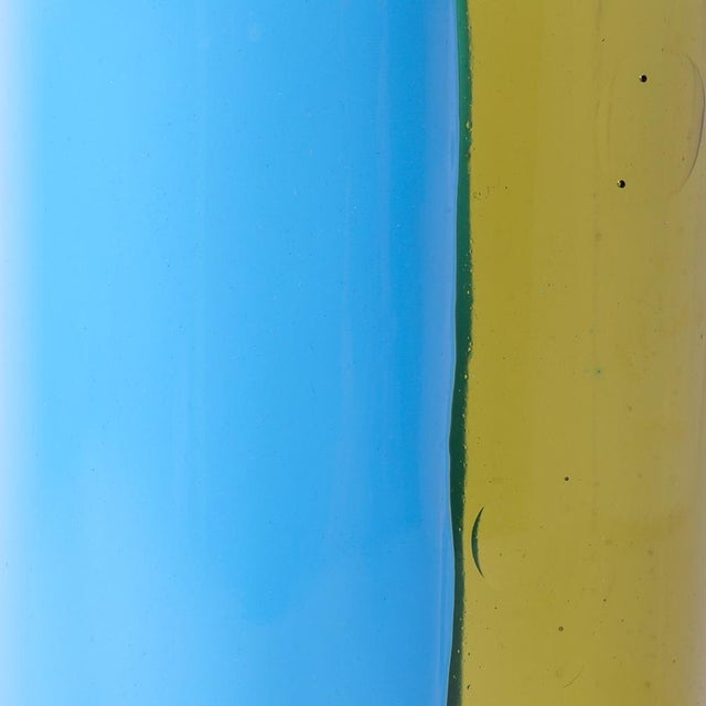 Two Lines Vase in Clear Bottle Green by Enzo Mari for Cosit Factory For Sale - Image 6 of 8