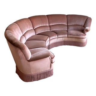 Vintage Boho Channel Tufted Sectional Sofa For Sale