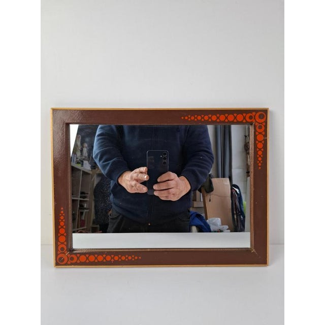 Mid-Century Czechoslovak Wooden Mirror with Graphic Frame Detail, 1960s For Sale - Image 3 of 15
