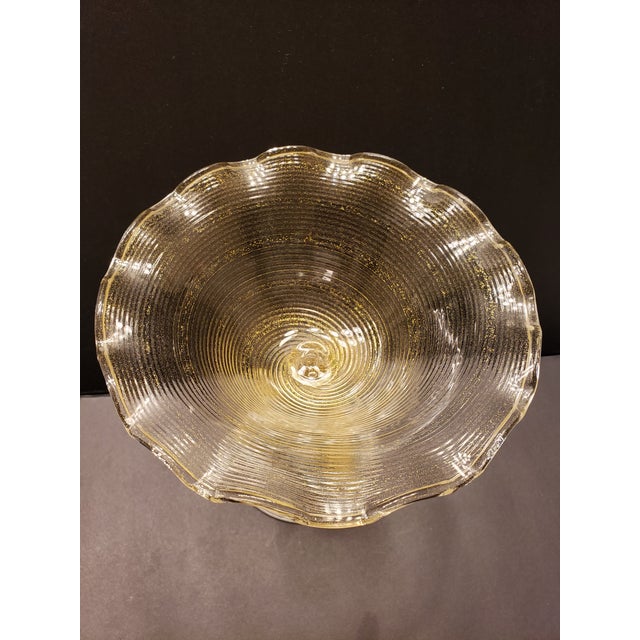 Murano Glass 3 Dolphin Tazza Compote Rigadin Gold Polveri Attr Salviati For Sale - Image 6 of 16