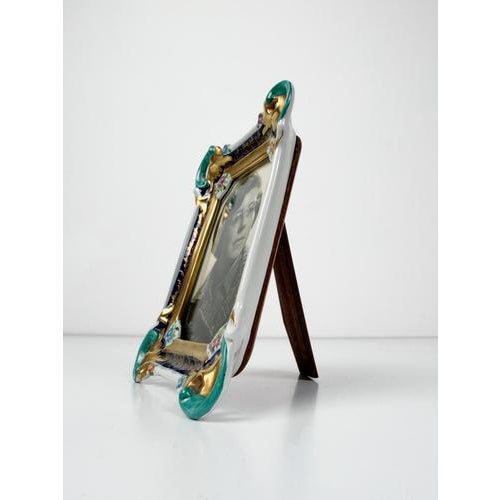 Rococo Revival Porcelain Picture Frame with Gilt Rocaille on Sèvres Blue Enamel, 1960s For Sale - Image 11 of 17