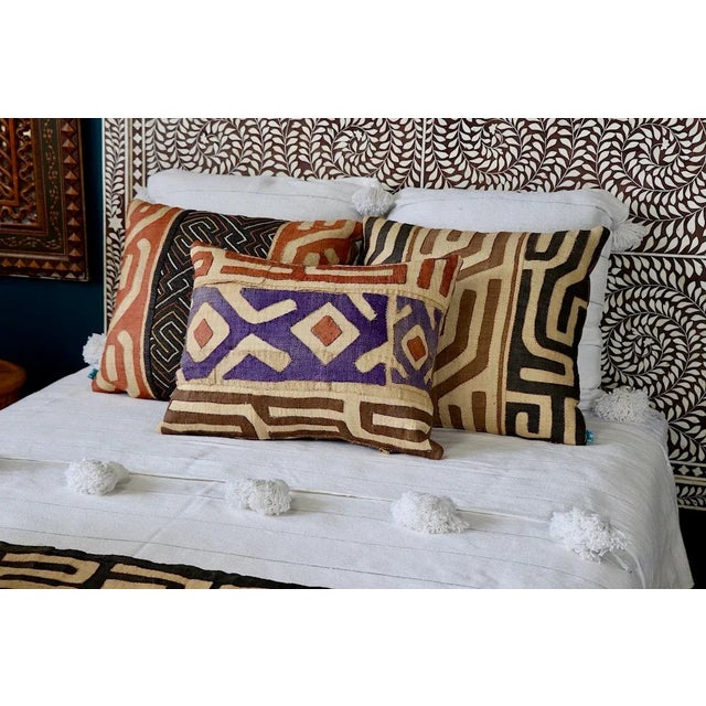 Kuba Raffia Cloth Pillow For Sale - Image 4 of 5