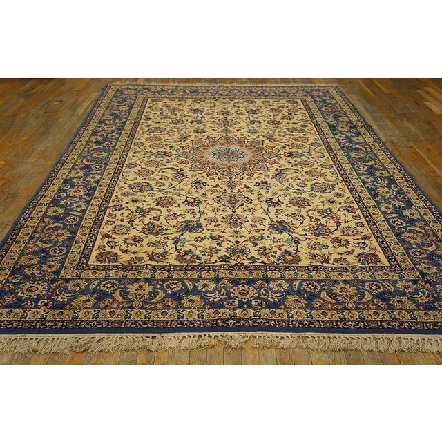 Antique Persian Isfahan rug, size: 7' 0" x 10' 5". A one-of-a-kind antique Isfahan rug, The piece measures approximately...