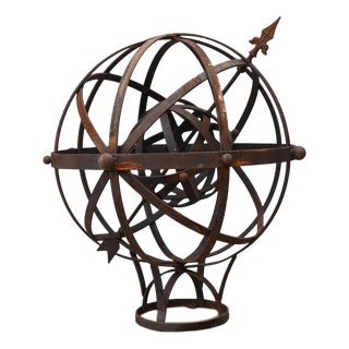Iron Armillary Sphere on Classical Stone Pedestal For Sale