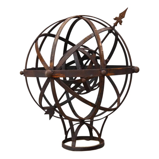 Iron Armillary Sphere on Classical Stone Pedestal For Sale
