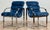CUSTOM Newly upholstered vintage MCM chrome frame sling chairs. Truly stunning! Reupholstered in a rich blue velvet to...
