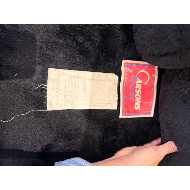 1970s Vintage Chrome & Black Plush Upholstered Sofa and Loveseat Set in the Style of Milo Baughman & Adrian Pearsall For Sale - Image 5 of 13