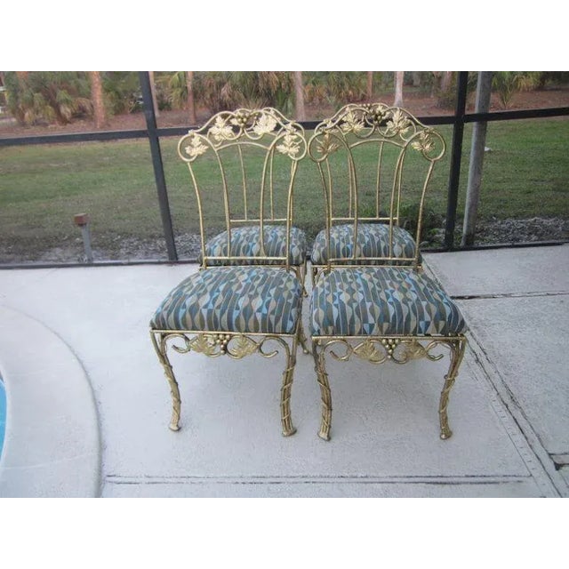 1990s Vintage Gold Metal Dining Chairs with Grape Leaf Design - Set of 4 For Sale - Image 11 of 13