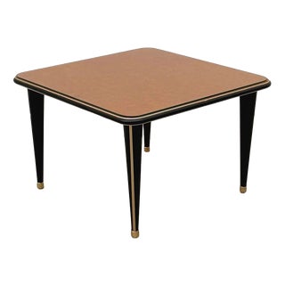 Coffee Table in Imitation Leather and Glass, 1960 For Sale