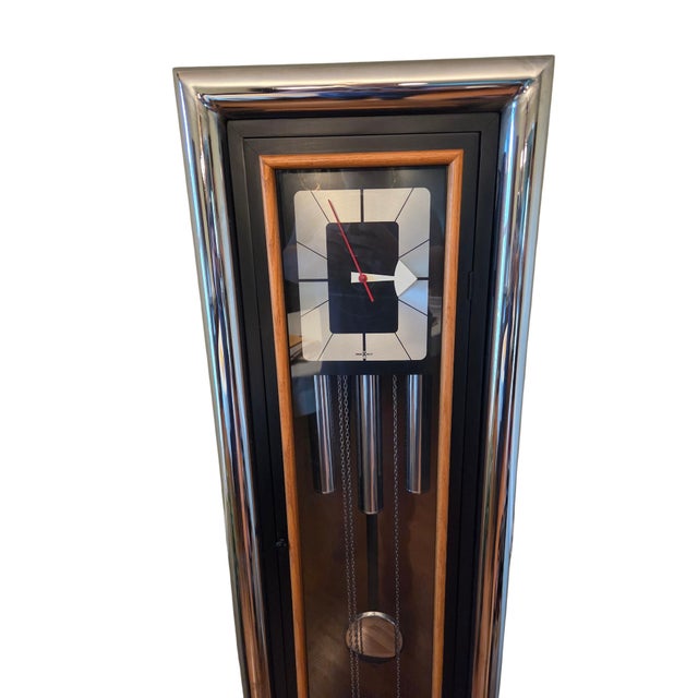 Mid-Century Modern Vintage George Nelson for Howard Miller Grandfather Clock Mid Century Chrome For Sale - Image 3 of 17