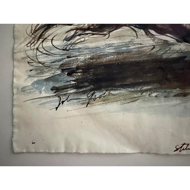 Mid-Century Original John Groth Bullfight Ink & Watercolor Drawing - Custom Archival Float Frame With Tru Vue Uv Glass For Sale - Image 9 of 10