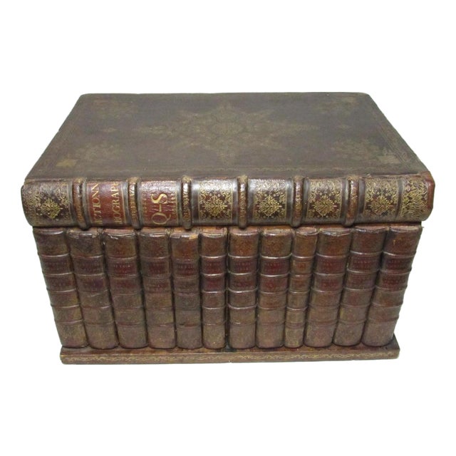 Antique French Leather Book Box For Sale