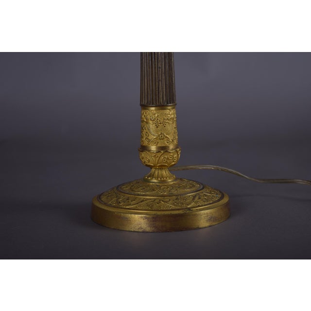 19th Century Ormolu Gilt Bronze Table Lamp with Pleated Shade For Sale - Image 9 of 11