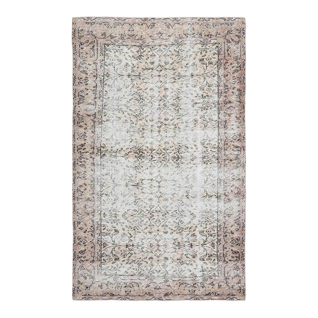 1970s Vintage Turkish Oushak Handmade Wool Cotton Brown Area Rug For Sale