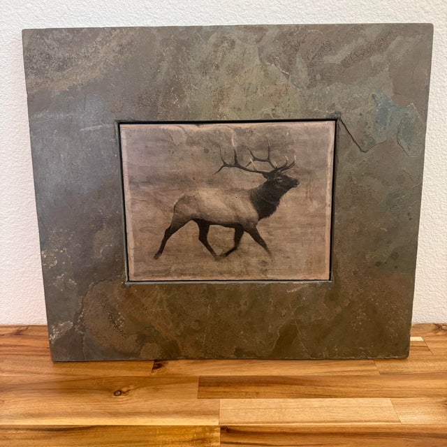 Stone Shlomo Shuval Sierra Slate Images Bison & Elk Wildlife Wall Art – Pair For Sale - Image 7 of 11