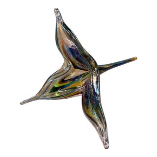 David Goldhagen Handblown Colored Flower Sculpture 15in For Sale