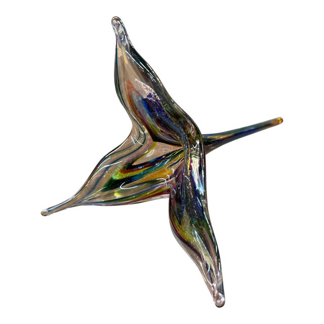 David Goldhagen Handblown Colored Flower Sculpture 15in For Sale