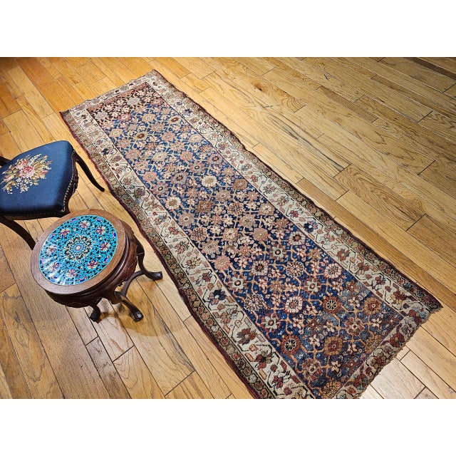 "Late 19th Century Antique Persian Kurdish Bidjar Runner in an all over geometric pattern. Originating from the skilled...