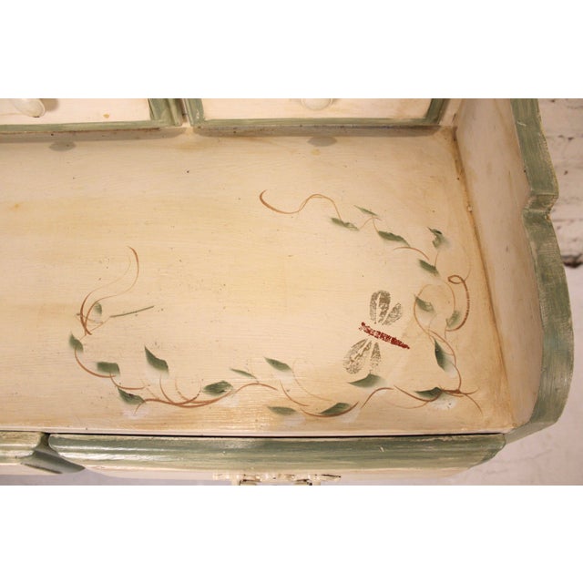 Mid 20th Century Antique Style Hand-Painted Desk With Dragonfly and Ivy Motifs For Sale - Image 11 of 16