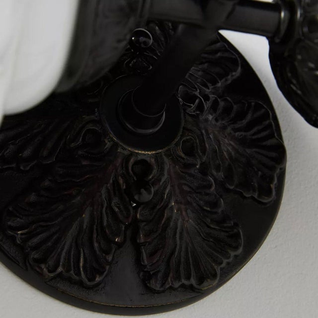 Vintage Style Double Glass Wall Sconce With Black Metal Detailing For Sale In San Francisco - Image 6 of 6