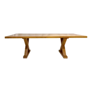 Vintage Large X-Brace Leg Walnut Dining Table