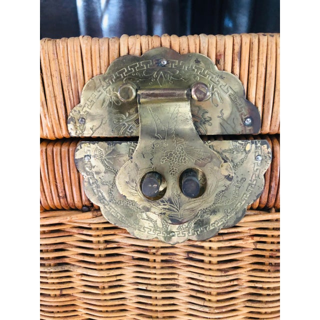 Chinoiserie Asian Chinoiserie Trunk With Brass Hardware For Sale - Image 3 of 7