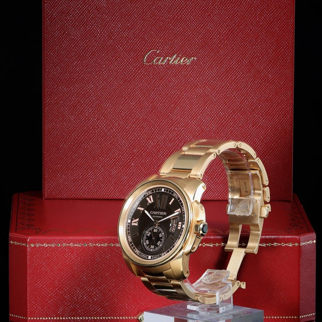 Cartier Calibre De Cartier W7100040 Chocolate Dial 18k Rose Gold Watch Full Set For Sale - Image 15 of 18
