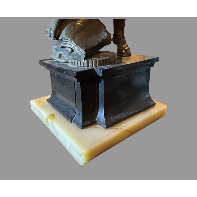 Brown Antique Victorian Figural Cast Metal 29" Figural Warrior Maiden Statue Sculpture For Sale - Image 8 of 10