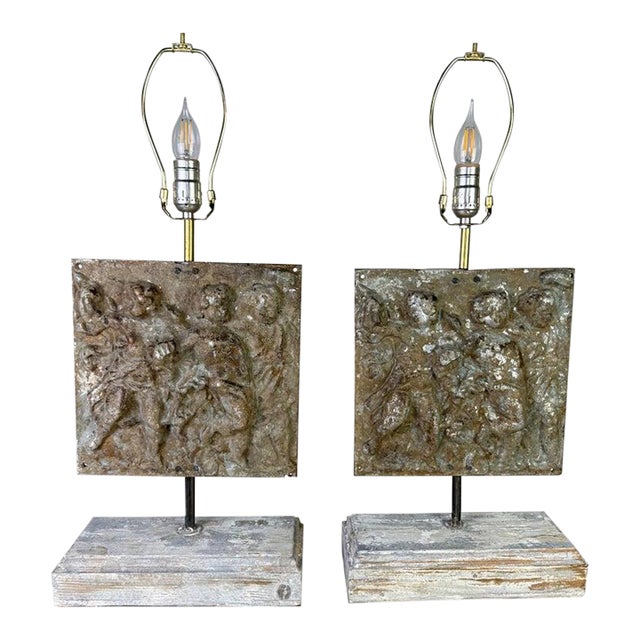 Italian Cast Metal Figural Table Lamps, 1930s Classical Style For Sale