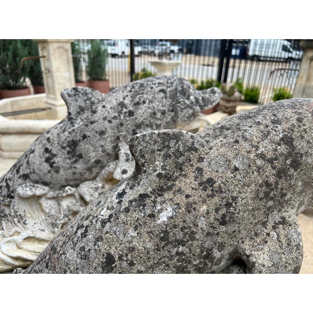 Pair of Weathered French Cement Dolphin Fountain Spouts, Circa 1970s For Sale - Image 13 of 16