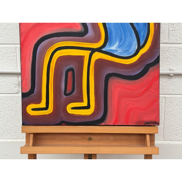 Colourful Abstract Tribal Aboriginal Inspired Oil on Canvas in Portrait Format 2005 For Sale - Image 18 of 18
