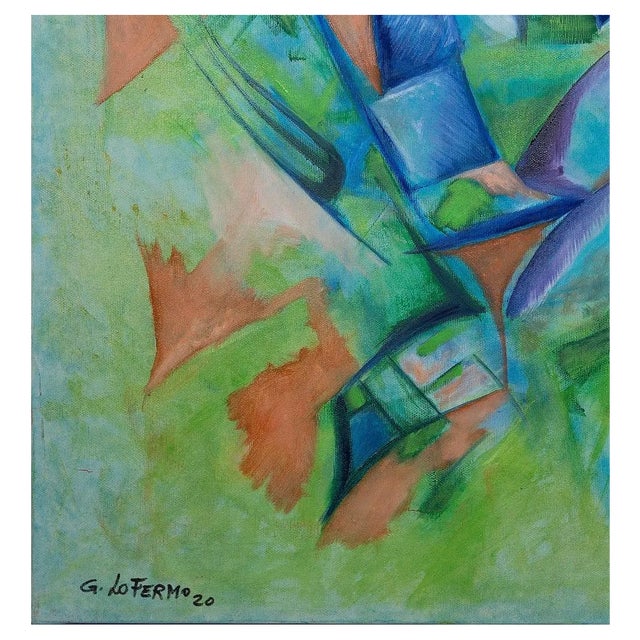 Giorgio Lo Fermo, Green Reticulum, Original Oil on Canvas, 2020 For Sale