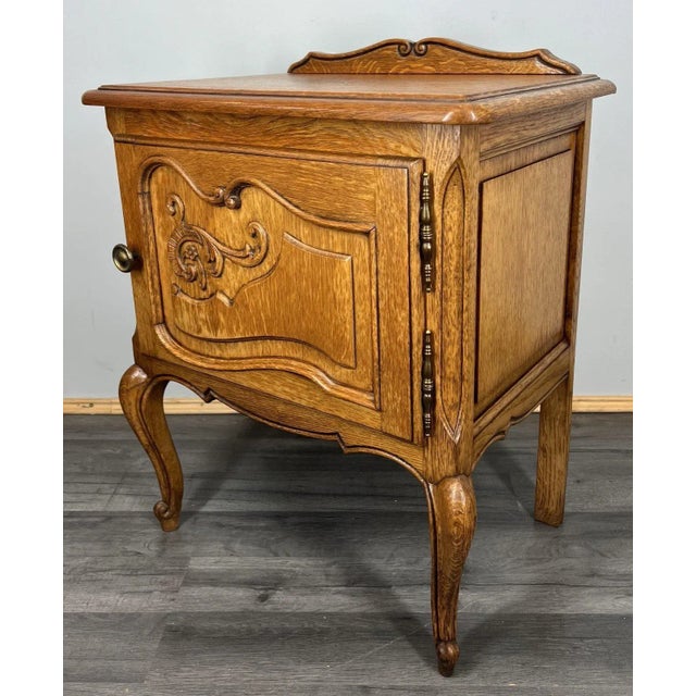 Charming French Louis Style Bedside Cabinets This elegant pair of vintage bedside cabinets showcases classic French Louis...