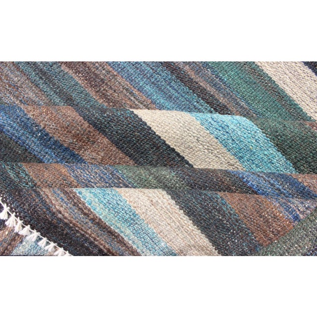 2020s Colorful Modern Striped Kilim in Unique Colors for Modern or Classic Rooms For Sale - Image 11 of 13