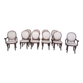 Century Medallion Back Upholstered Dining Chairs - Set of 10 For Sale