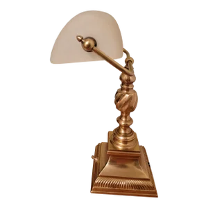 1970's Frederick Cooper Bankers Brass Heavy Table Lamp