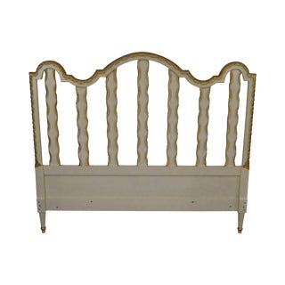 Hollywood Regency Vintage 1960's Partial Gilt Wood Queen Headboard For Sale