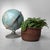 A decorative Japanese globe on a metal stand, with a soft blue map design, Japanese place names and a refined educational...