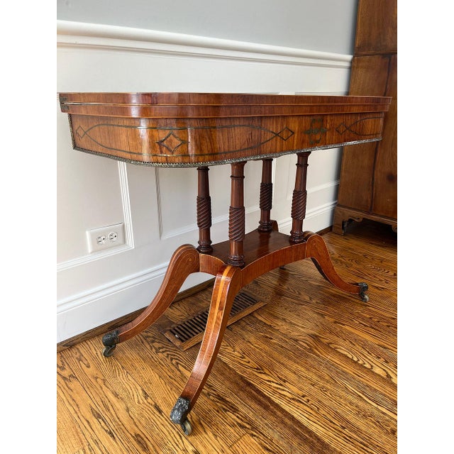 c. 1840-1860 Duncan Phyfe Style Flip Top Game Table For Sale - Image 11 of 13