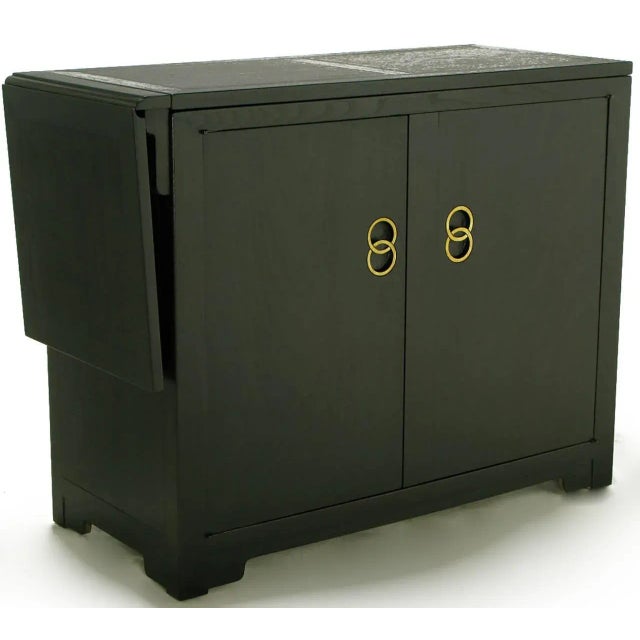 Baker Furniture Company Michael Taylor for Baker Custom Bar With Built-In Refrigerator For Sale - Image 4 of 11