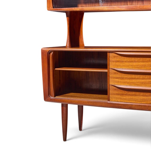 Wood Hos Wulff Mid Century Danish Teak Tambour Door Credenza and Hutch For Sale - Image 7 of 11
