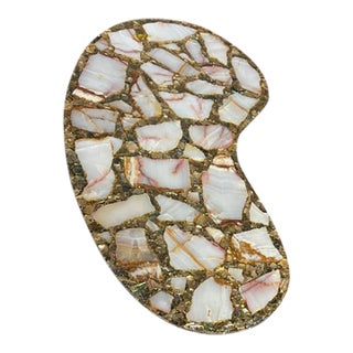 Onyx and Gold Kidney Shaped Tabletop Attributed to Arturo Pani For Sale