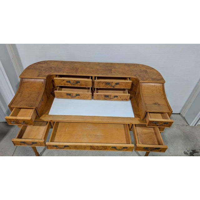 Vintage American of Martinville Burlwood Writing Desk For Sale In South Bend - Image 6 of 10