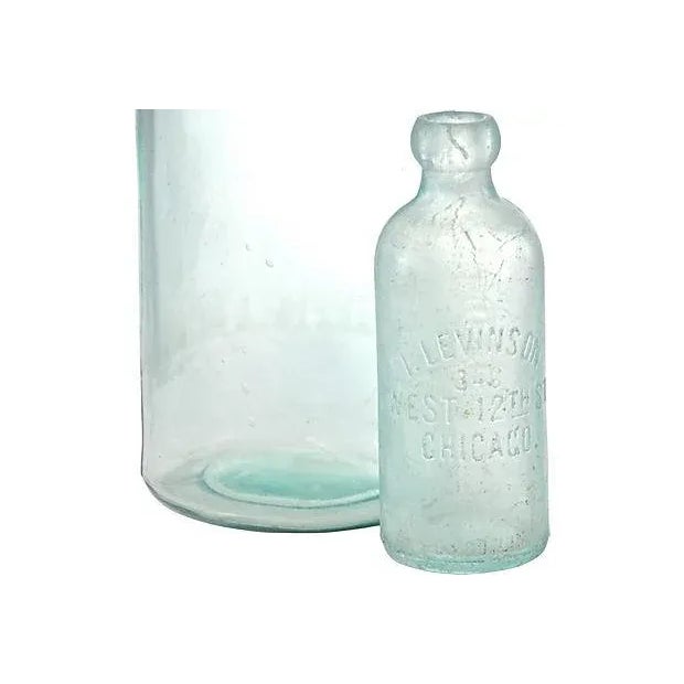 Antique Aqua Apothecary Bottles - a Pair For Sale - Image 4 of 10