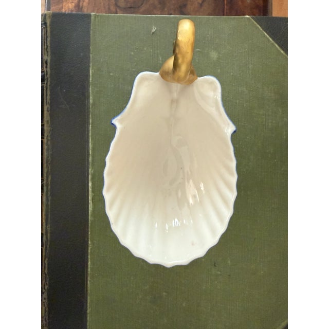 Ceramic Vintage Italian Cobalt Blue Swan Shell Dish | Gold Gilt Porcelain Vanity Trinket Bowl | Bassano Italy 1960s–70s For Sale - Image 7 of 12