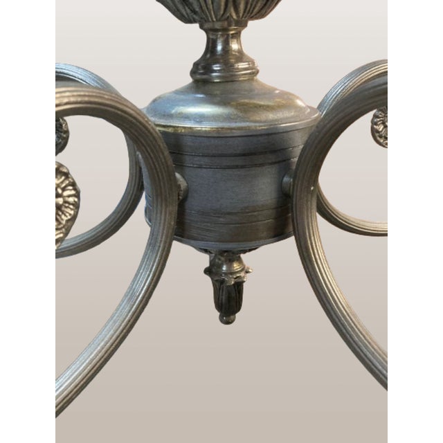 Neoclassical Five-Light Glass and Chromed Steel Chandelier by Kaiser Leuchten, 1950s For Sale - Image 11 of 11