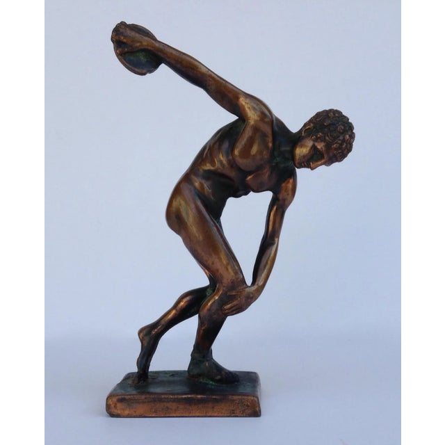 Vintage C.1970's Terra-Cotta Plaster & Gilt Grecian Olympic "Discus" Athlete For Sale - Image 11 of 11